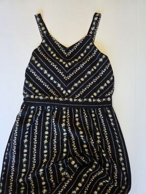 Knitworks Black Floral Stripe Kids One-Piece Romper.